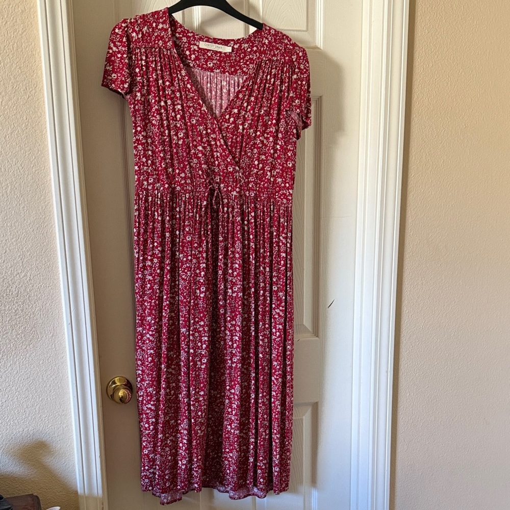 Christy Dawn Red Floral Midi Dress